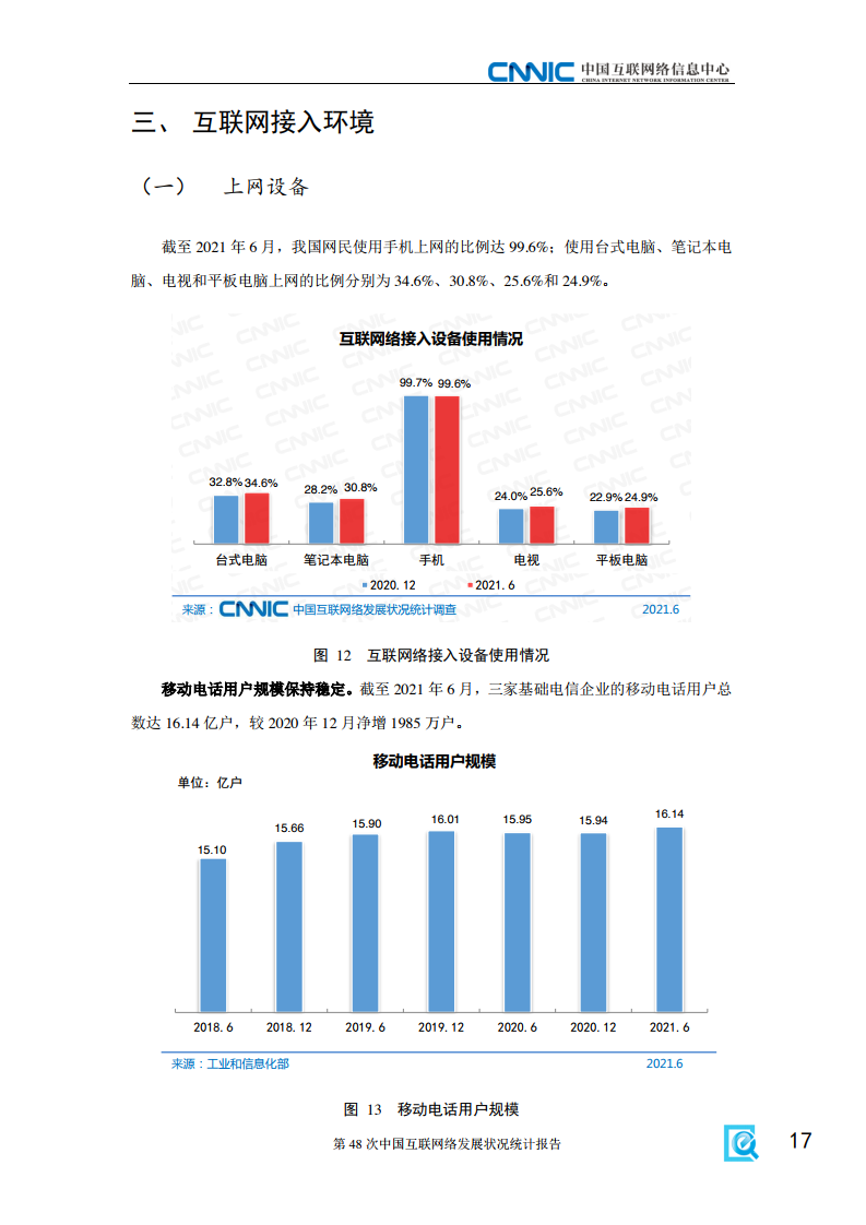 cnnic2021年第48次中国互联网络发展状况统计报告